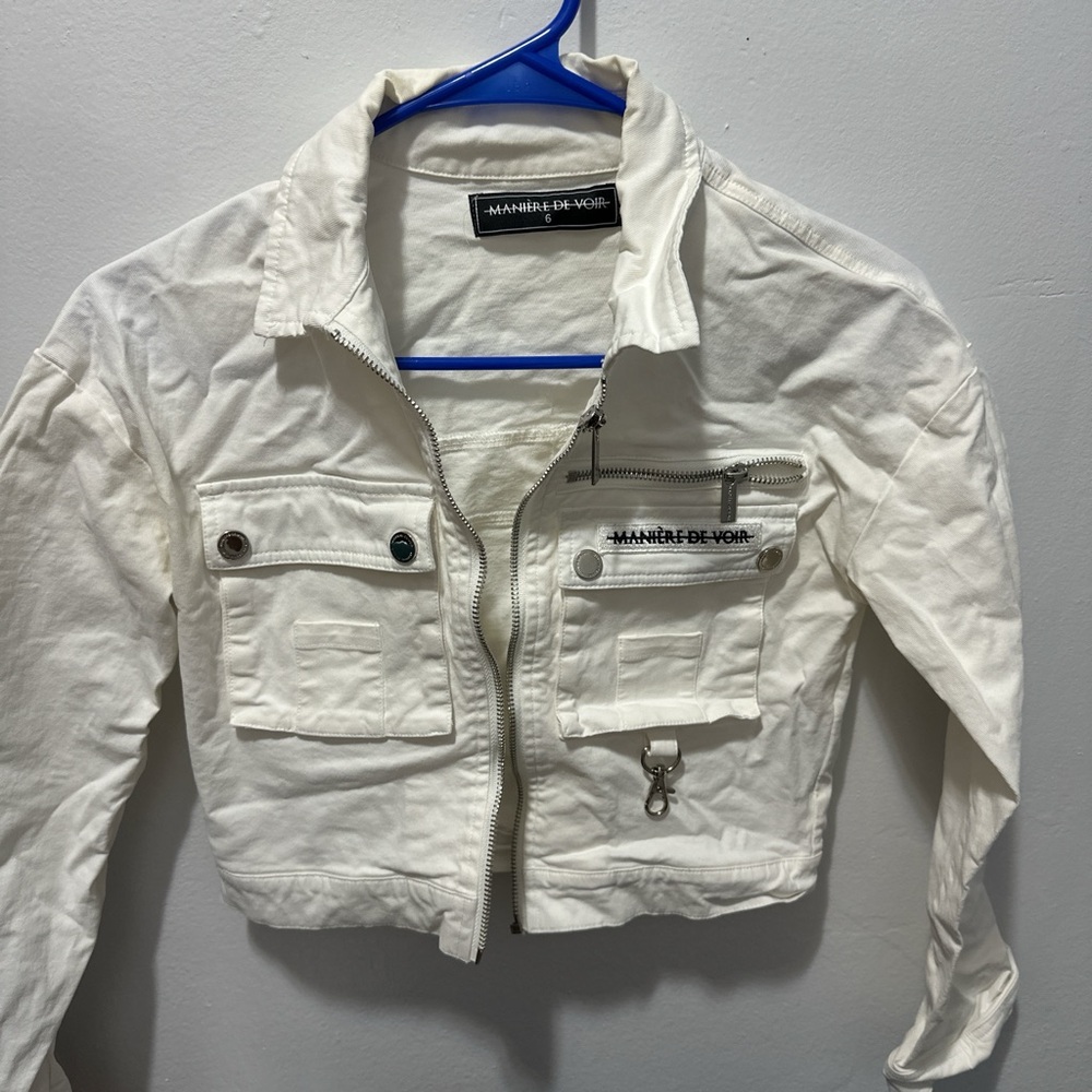 Maniere de voir cropped white jacket